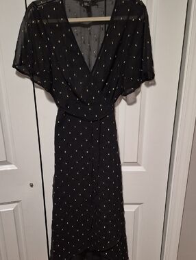 Forever 21 Black Maxi Dress with Gold Dot Accents